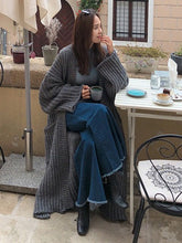 Gray Loose Knitting Long Cardigan Outwear